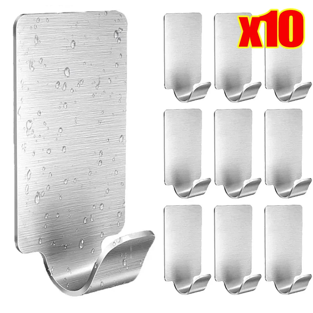 porte serviettes porte clés argenté adhésif acier inoxydable moderne minimaliste organisateur salle bains support