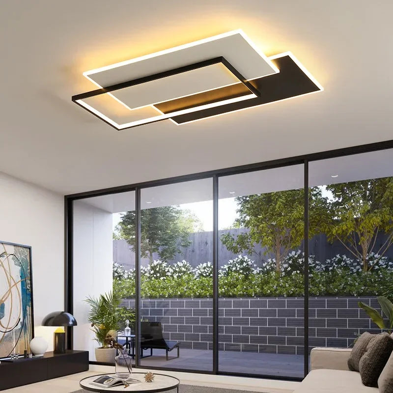 plafonniers led modernes blanc noir géométriques minimalistes éclairage intérieur plusieurs niveaux toucher marche arrêt