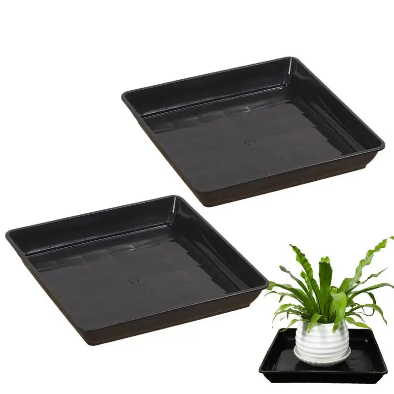 plateau carré noir moderne plante saucer durable intérieur extérieur trémie