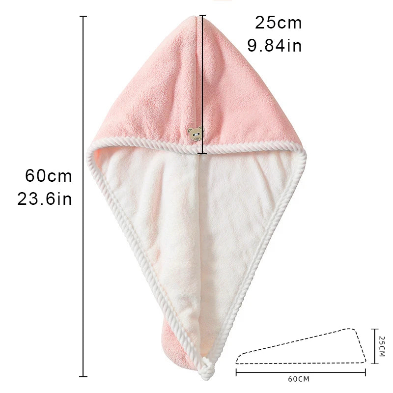 serviette cheveux microfibre rapide séchage rose gris bleu clair bordure blanche élastique moderne confortable