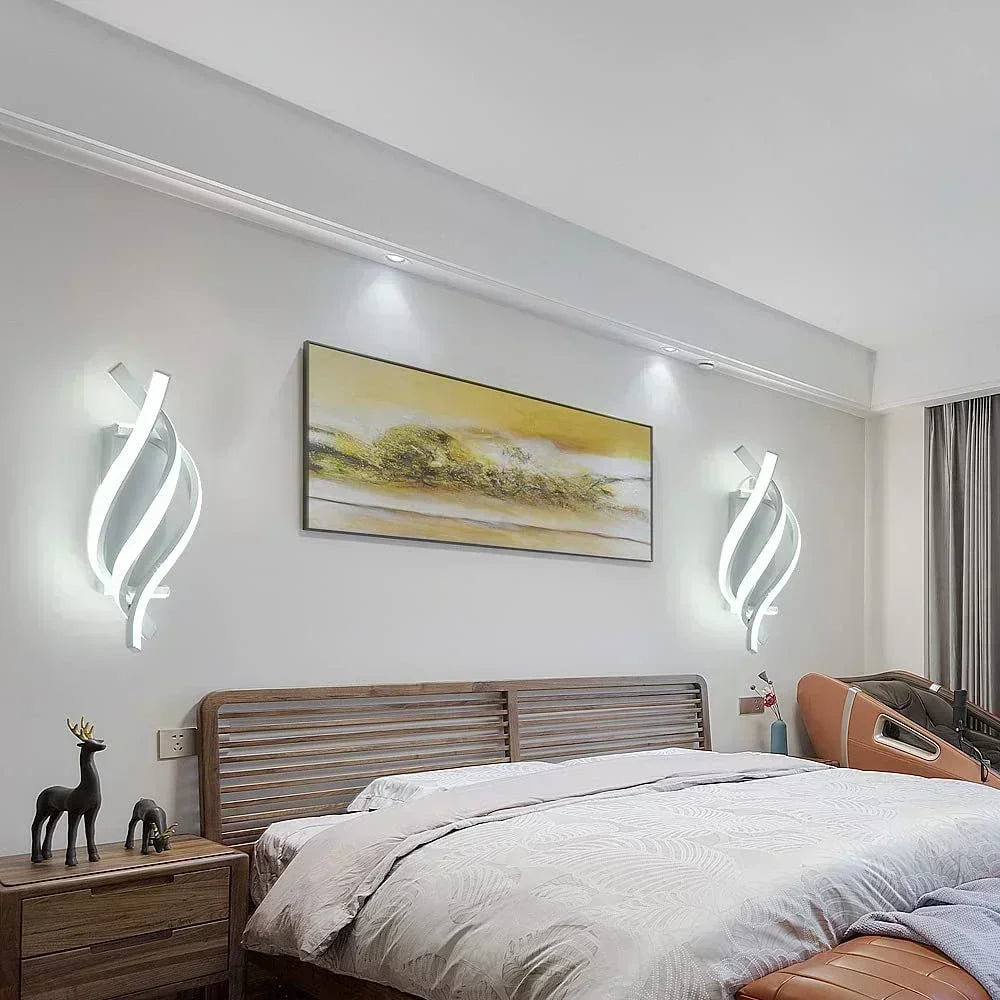 applique murale led blanc ondulé contemporain éclairage intérieur salon chambre coucher