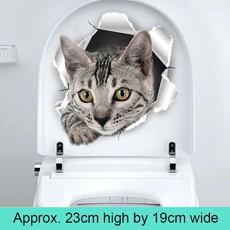 sticker mural 3d chaton orange gris opale adhésif salle bain décoration animaux