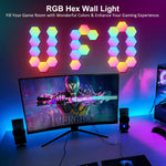 lampe murale hexagonale multicolore diy clips application mobile moderne gradation couleurs veilleuse led