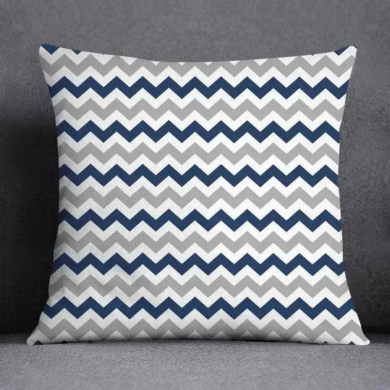 taies d'oreiller géométriques polyester bleu gris moderne maison 45x45cm non toxique respectueux environnement