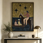 tableau abstrait chevaux étoiles moderne or noir salon chambre coucherDecorationMurale