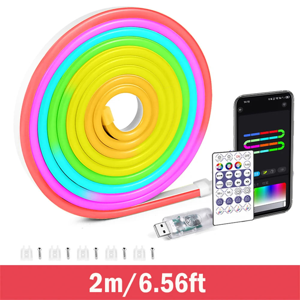 ruban led flexible multicolore rouge vert bleu violet lisse fluo moderne clips vis