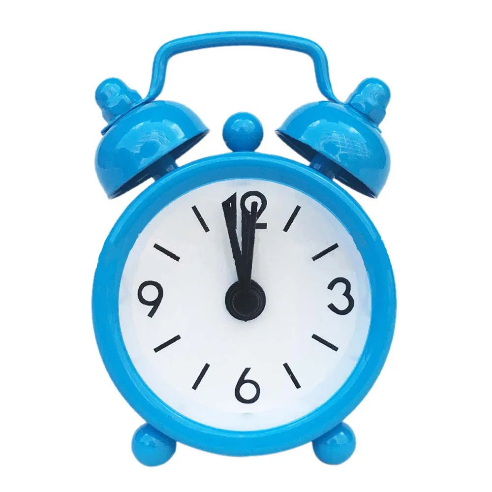 réveil horloge circulaire classique mécanique aiguilles rouge bleu rose Jaune métal durable chambre