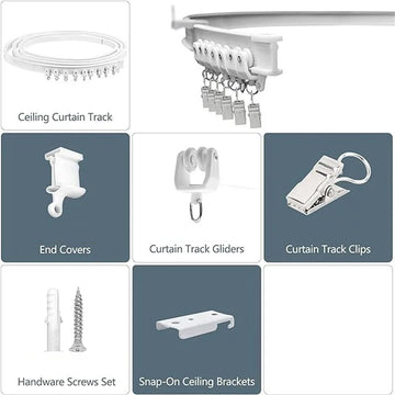 rideau douche moderne blanc texture tissée opaque clips acier inoxydable rallonges vis boulons