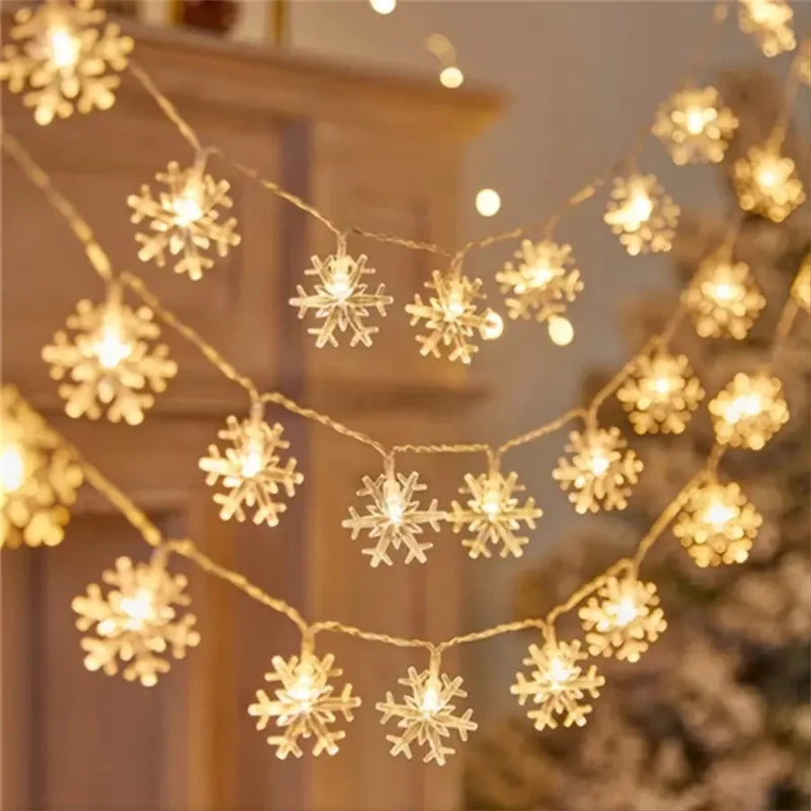 guirlande lumineuse flocons neige multicolore blanc doré anniversaire noël mariage festive