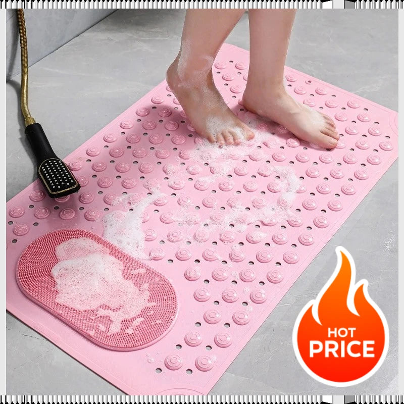 tapis bain exfoliant rose gris moderne brosse pieds