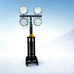 lampe chantier industrielle trépied noir blanc jaune vert aluminium câble interrupteur roulettes