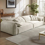 canapé moderne bois scandinave beige coussins dimension 280cm 100cm 75cm