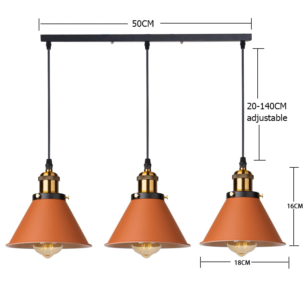 lumière suspendue industrielle conique noire blanche orange éclairage moderne chambre salon