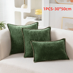taies d'oreiller velours côtelé couleurs unies chic bordures décoratives polyester dimensions 30x50cm 45x45cm
