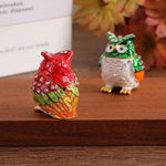boîte bijoux oiseau strass couleur rouge vert orange bleu artisanal