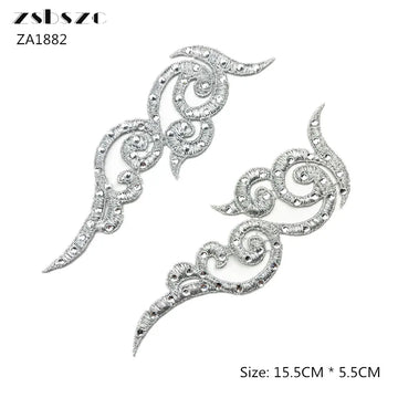 accessoires baroques élégants appliques décoratives argentées dentelles strass polyester écologiques solubles eau floral ornements