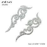 accessoires baroques élégants appliques décoratives argentées dentelles strass polyester écologiques solubles eau floral ornements