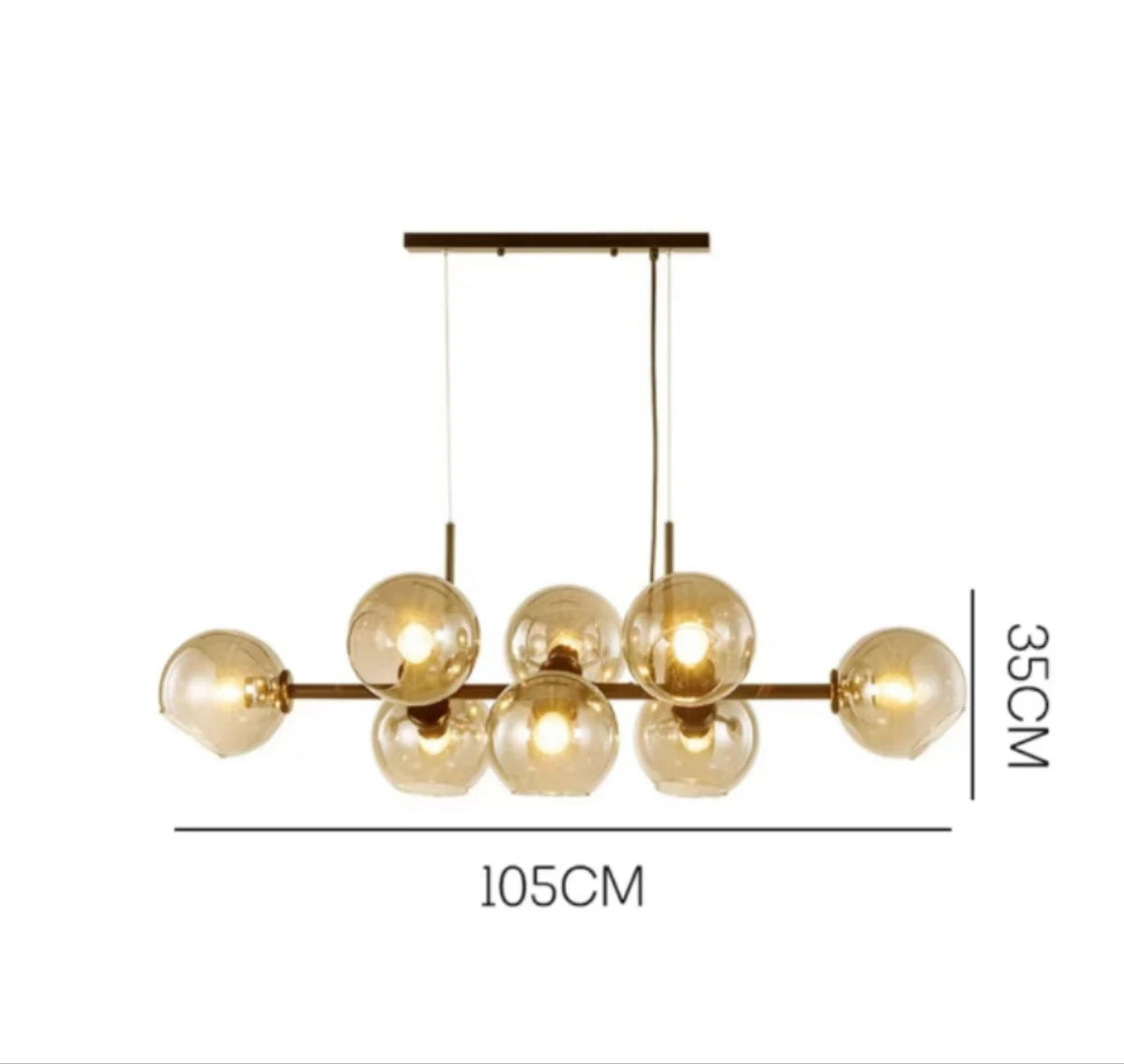 Suspension lumineuse or noir sphères transparentes moderne ampoules led