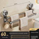 porte serviettes mural double barre cuivre gris moderne suction serviettes tissées beigeDecorationPomponBeige