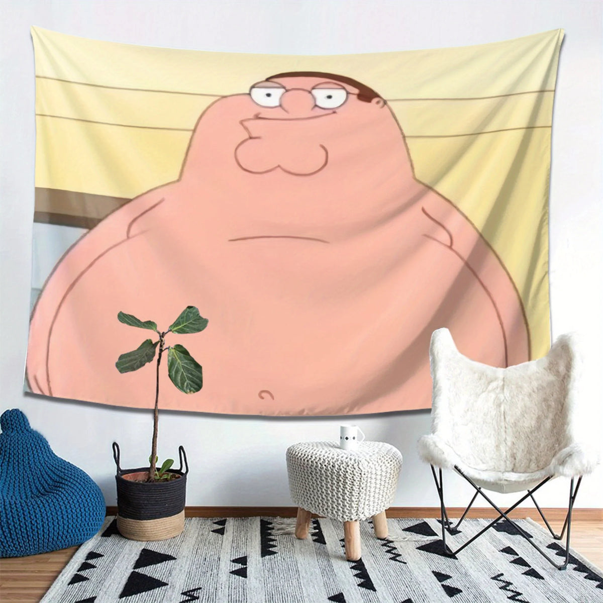 tapisserie murale moderne peter griffin rose clair beige dessin animé chambre salon décoration intérieure