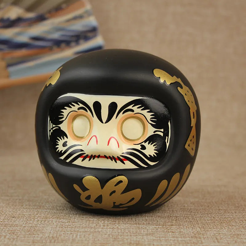 décoration zen daruma céramique rouge or argent vert jaune blanc noir fengshui mascotte traditionnelle