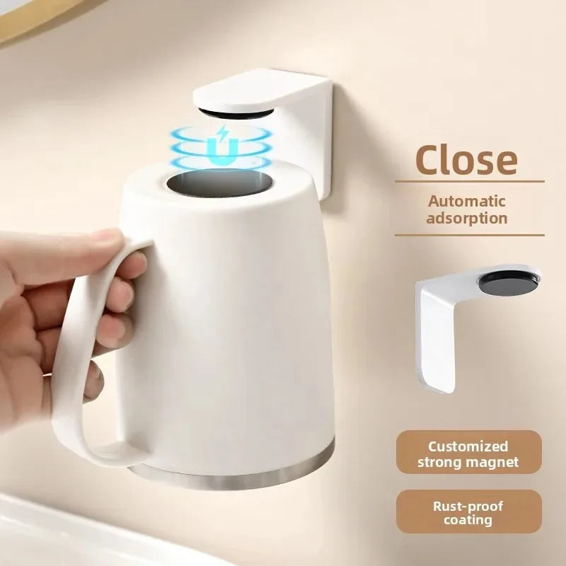 tasse mural magnétique blanc gris moderne support brosse dents fixe