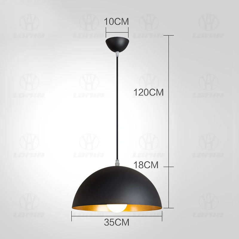 suspension lumineuse moderne câble suspendu aluminium noir doré 30cm 35cm 40cm 50cm 60cm