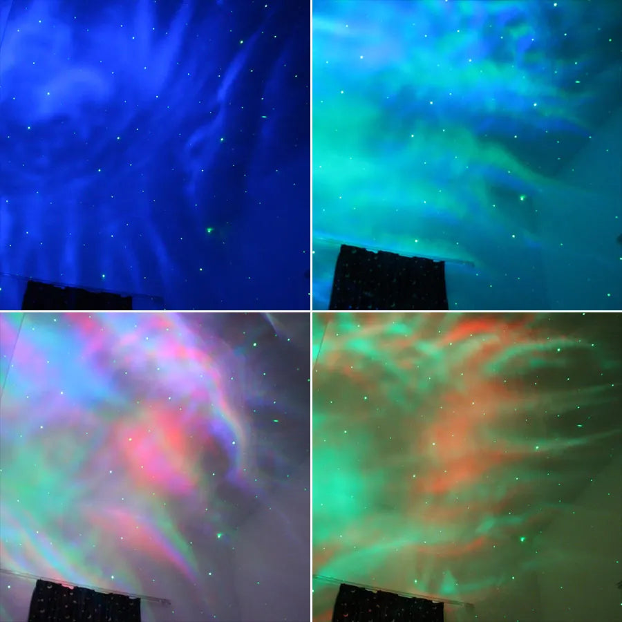 Effet aurore boréale créé par le projecteur laser sur mur blanc