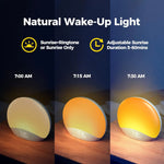 lampe ambiance graduel lever soleil affichage numerique son apaisant controle luminosite snooze stereo 5w