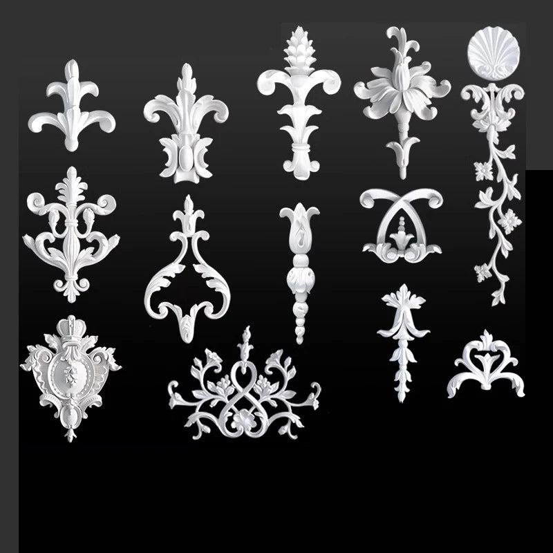 appliques decoratives sculptees floral classique blanc meubles deco mur opacite grande taille DIY