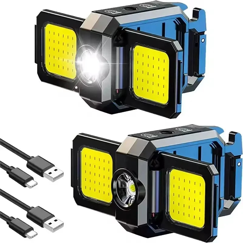 lampe torche rechargeable moderne compact noir bleu jaune texturée interrupteur tactile charge Type clips