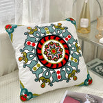 taies d'oreiller coton polyester ethnique floral brodées couleurs vives motifs géométriques coussins deco 45x45cm