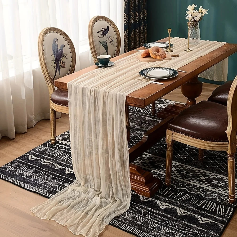 nappe decorative plissée semi transparente beige orange rouille vert olive rose echangement saisonnelle rustique