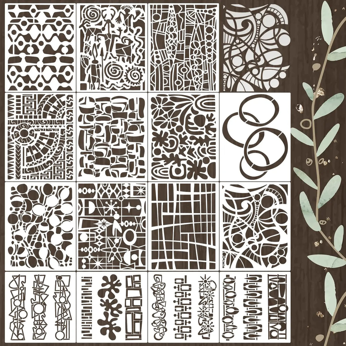 stencils réutilisables blancs motifs géométriques modernes peinture diy