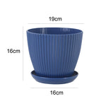 Pot fleurs moderne rayures vertes bleues blanches plateau support diverse couleurs