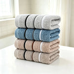 serviettes bain coton rayées moderne gris bleu beige duveteuses absorption rapide maison