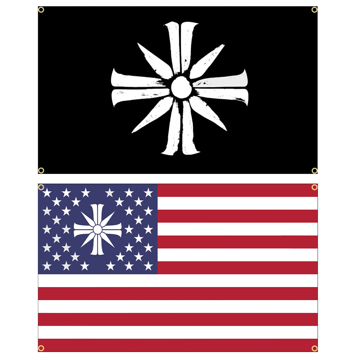 drapeau classique patriotique étoiles blanches rayures rouges blancs dorés tissu super tex polyester decoration