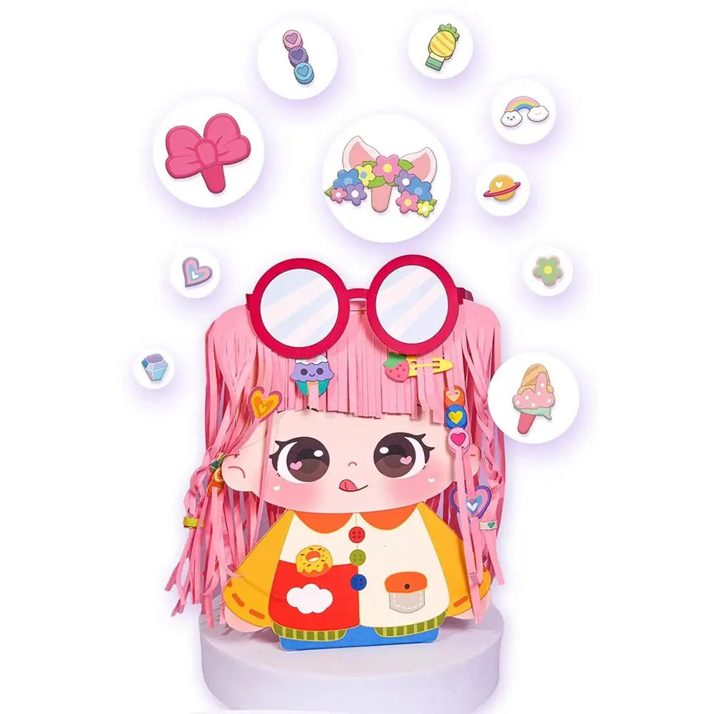 poupées décoratives 3d colorées tresses adhésif diy feuilles pré coupées cheveux personnages bandeau