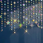 guirlande décorative festif étoiles lunes cercles iridescent mariage anniversaire eid mubarak holographique brillant