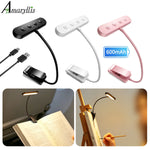 lampe clip led rechargeable 10 niveaux luminosité 600mha 12 leds noir blanc rose