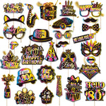 masques fête multicolores holographiques anniversaire noir blanc piquets variété motifs festive