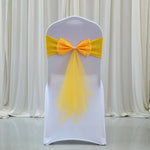 décoration chaise mariage sash papillon tulle organza couleur variée événementiel festive reception simple
