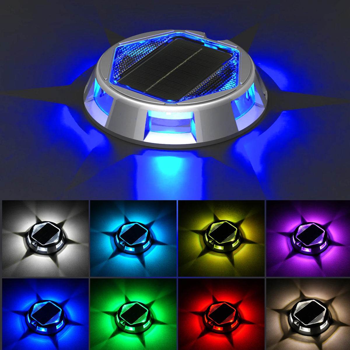 lumières solaires extérieures ip68 étanches rgb argent noires modernes bouton tactile panneau solaire autonomes