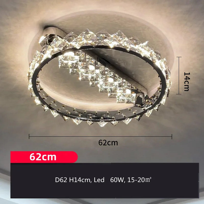 plafonnier crystal argenté moderne interrupteur bouton 2000 82000 lumens 15 30m²