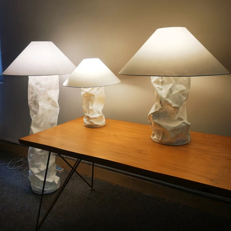 lampe table moderne papier blanc texture froissée 6000k 4000k 3000k