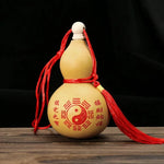 décoration suspendue gourde séchée motif yin yang chinois ornement maison feng shui traditionnel artisanal