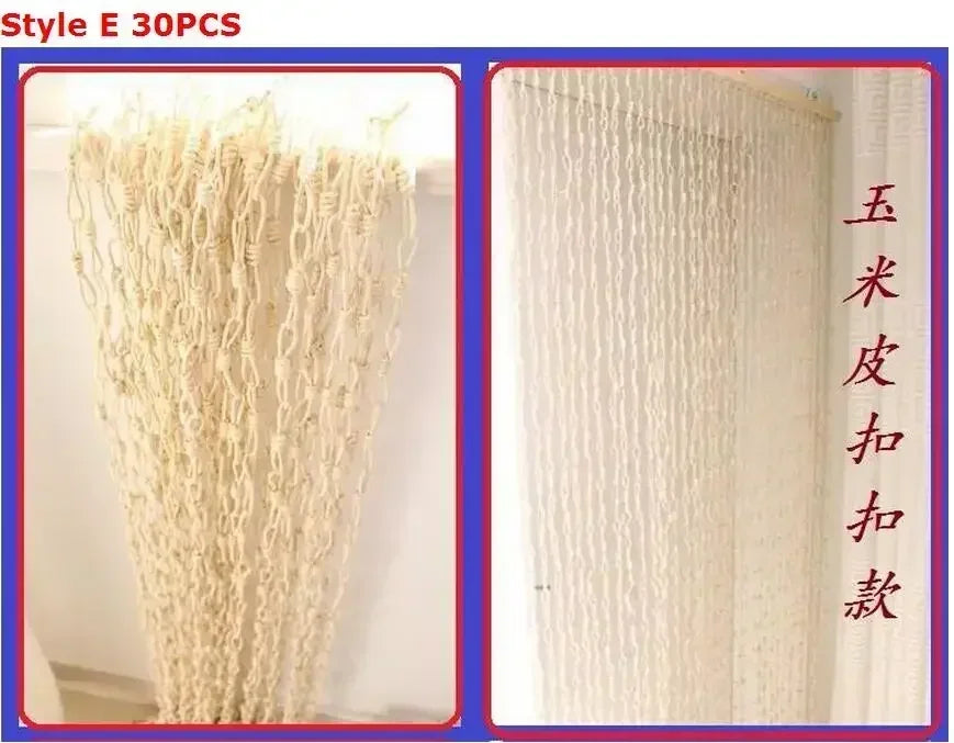 rideau décoratif bohème rideau séparation espace tissu paille motif cordes nouées beige clair marron