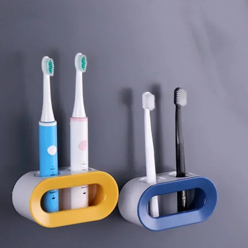 support mural adhésif moderne brosse dents électrique rose bleu blanc noir minimaliste chargeur cable