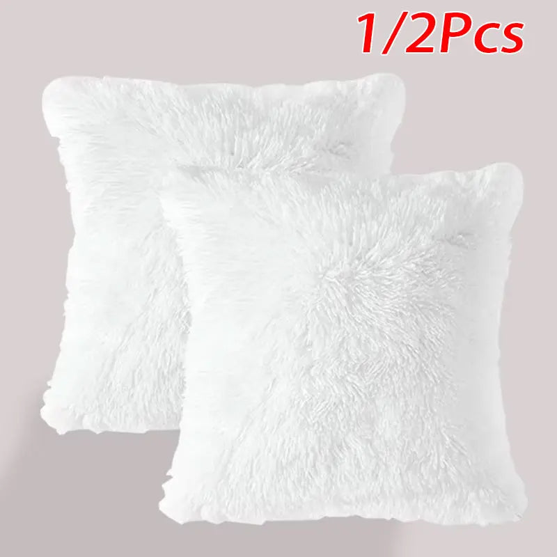 housse coussin rectangulaire fourrure polyester solide moderne noir rose gris clair rouge fermeture glissière