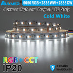ruban led rgb blanc chaud froid adhésif moderne 24v 50000h 2000 6500k cct smd